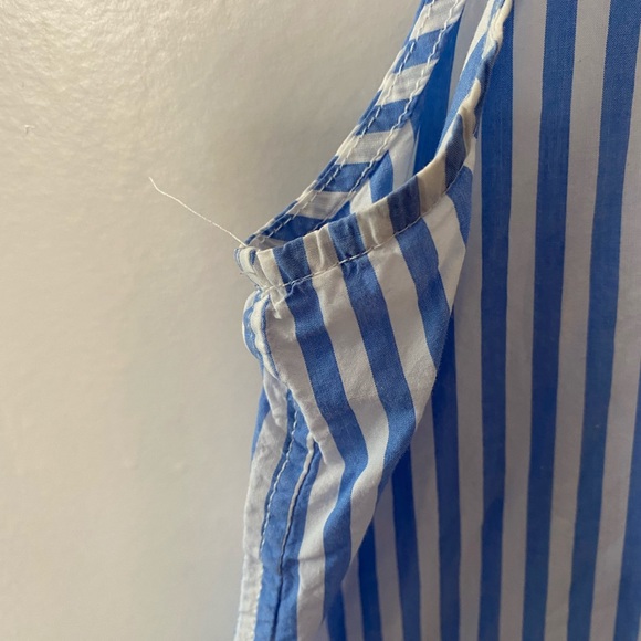 Joan Vass blue striped sleeveless blouse - Picture 3 of 5